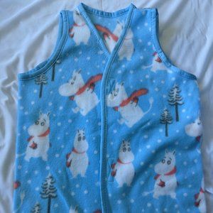 Japanese Moomin House Coat Hanten Blue Winter Scene Kids Vest Toddler